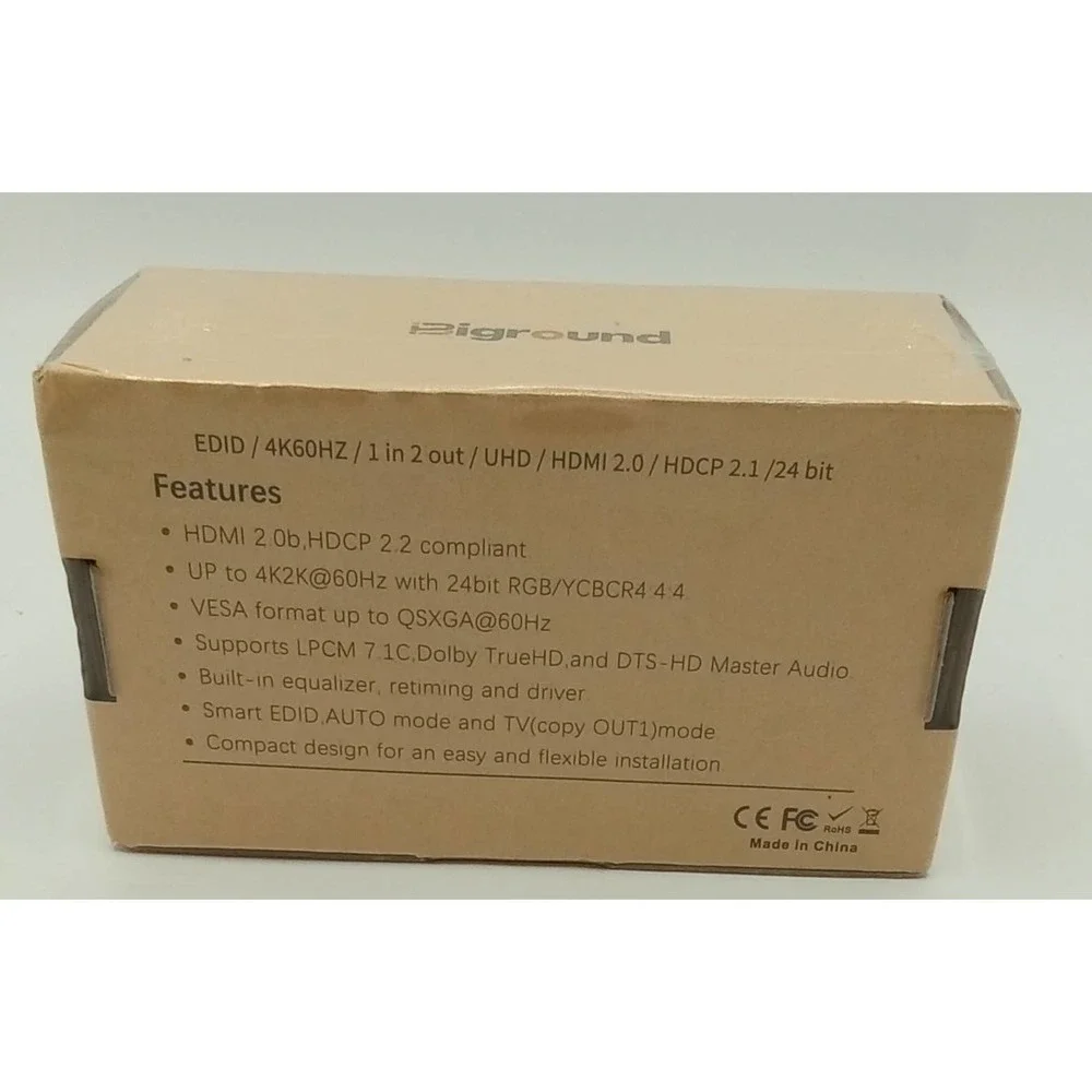 Biground Splitter 1 In 2 Out 4K/18Gbgs 3D Support
